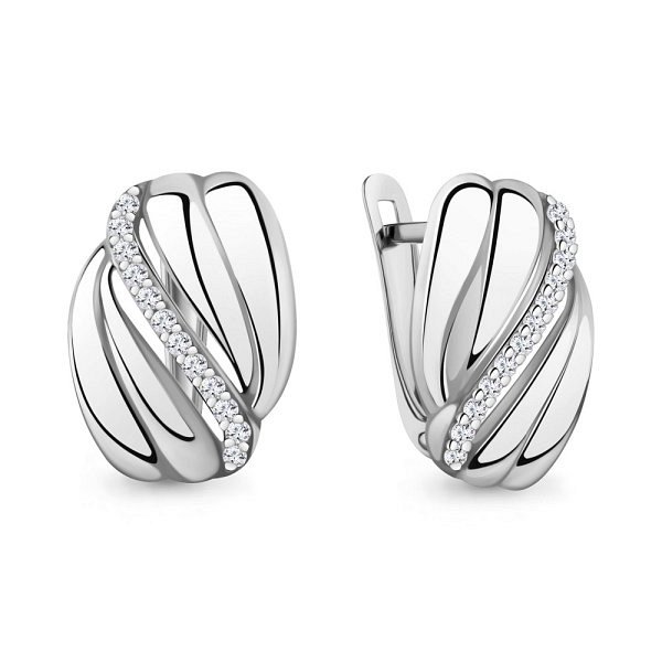 Серьги Аквамарин - Серебро 925, Фианит (арт. 401021А.5)