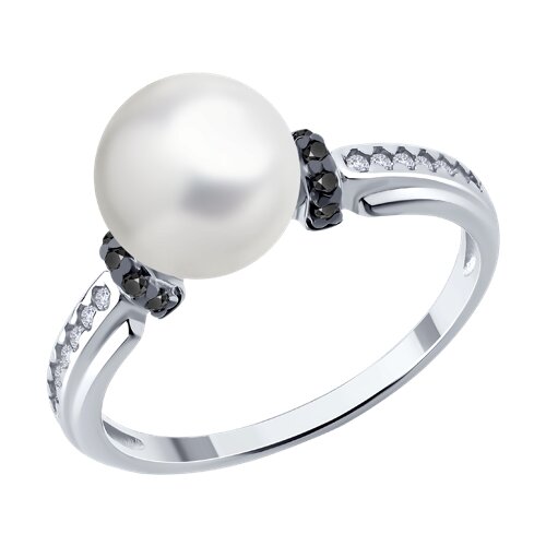 Кольцо SOKOLOV - Серебро 925, Жемчуг имитация, Фианит (арт. 94014414)