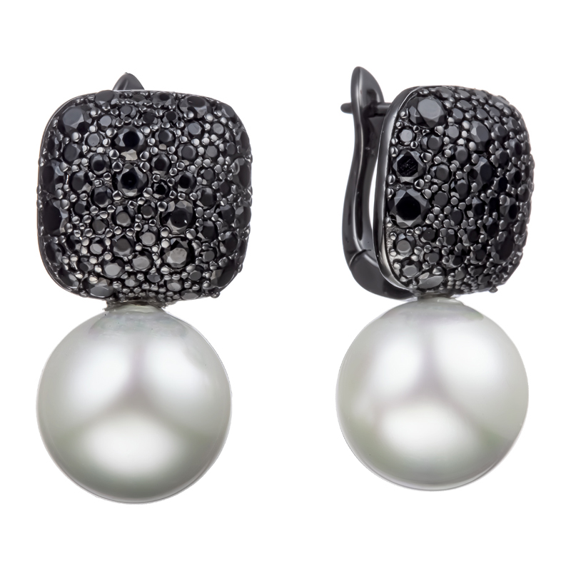 Серьги Мастер Клио - Серебро 925, Жемчуг культивированный, Фианит (арт. 34С158252)