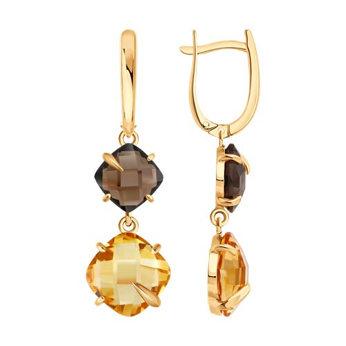 Серьги SOKOLOV - Золото 585, Раухтопаз, Цитрин (арт. 729271)