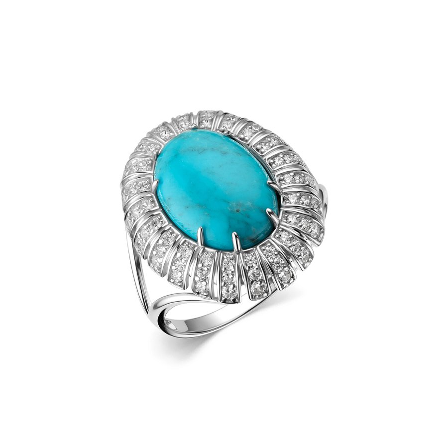 Кольцо Дар - Серебро 925, Бирюза, Фианит (арт. К-5050рк43800)