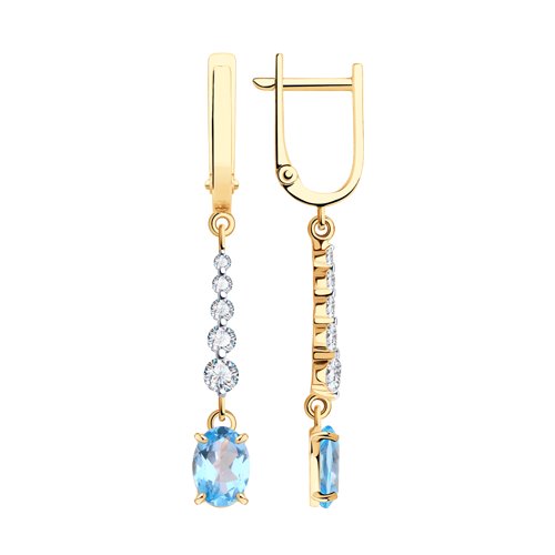 Серьги SOKOLOV - Золото 585, Топаз, Фианит (арт. 727373)