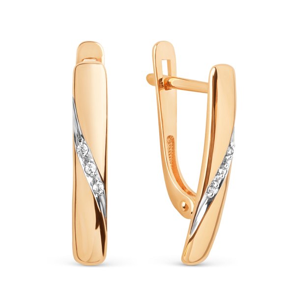 Серьги ЮФ Династия - Золото 585, Фианит (арт. 019272-1102)