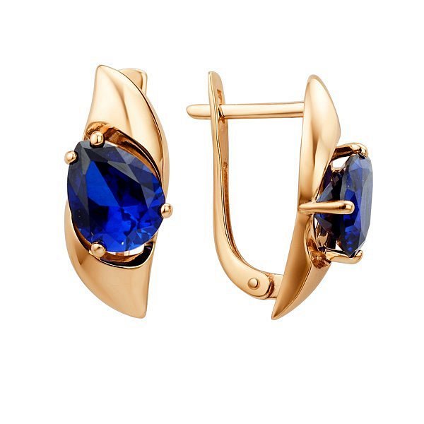 Серьги ЮФ Династия - Золото 375, Синтетический сапфир (арт. 005962-5470)