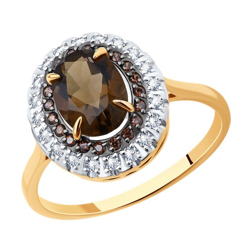 Кольцо SOKOLOV - Золото 585, Раухтопаз, Фианит (арт. 716227)