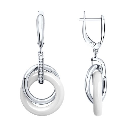 Серьги SOKOLOV - Серебро 925, Керамика, Фианит (арт. 94025854)