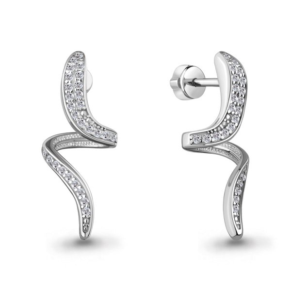 Серьги Аквамарин - Серебро 925, Фианит (арт. 400841А.5)