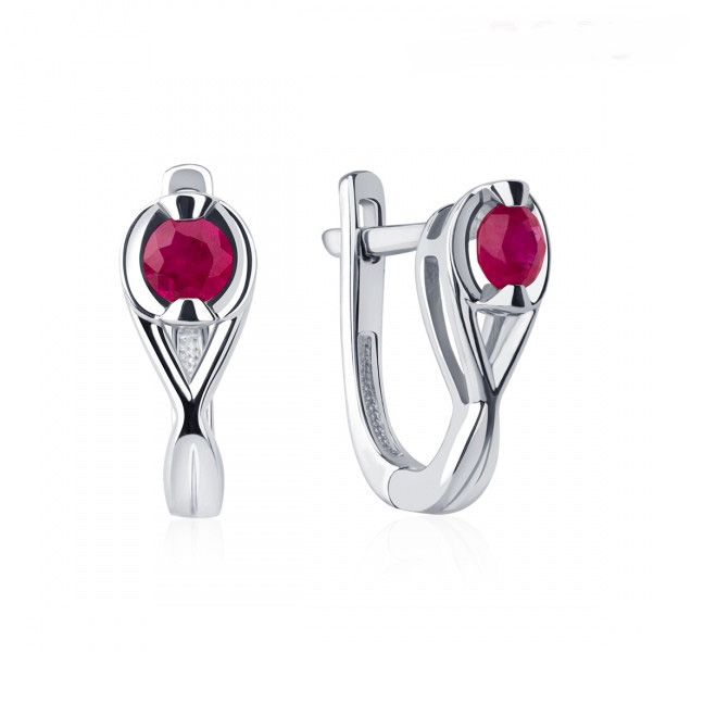 Серьги Platinum Lab. - Платина 950, Рубин (арт. ПС-209Р-01)