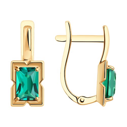 Серьги SOKOLOV - Золото 585, Синтетический изумруд (арт. 727772)