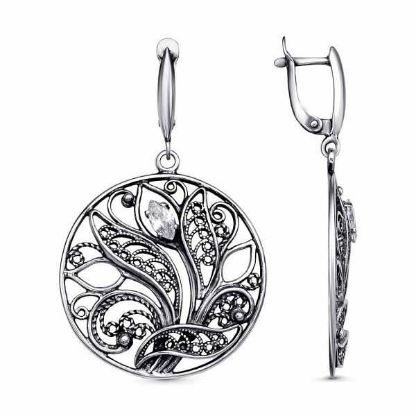 Серьги Красная пресня - Серебро 925, Фианит (арт. 33816152)