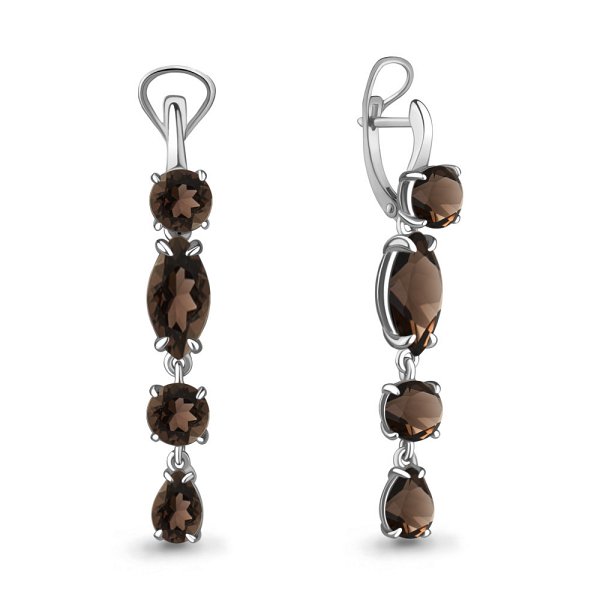 Серьги Аквамарин - Серебро 925, Раухтопаз (арт. 4455601.5)