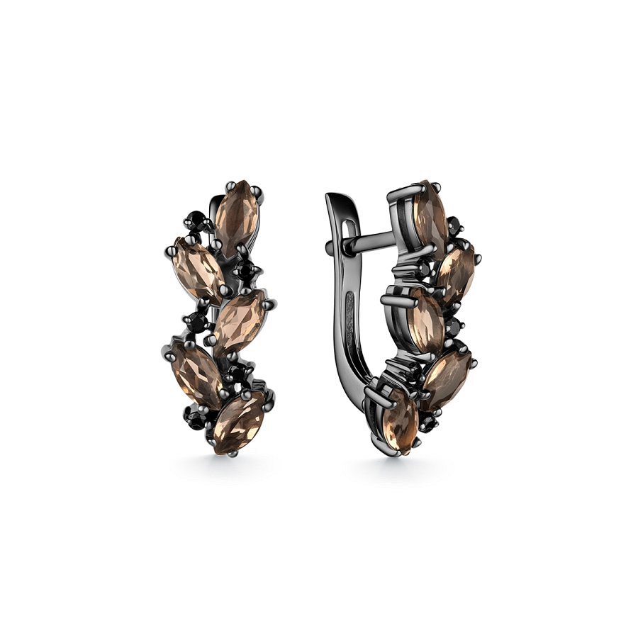 Серьги Дар - Серебро 925, Раухтопаз, Шпинель (арт. С-3345чрс40716)