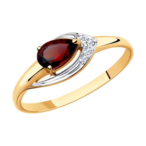 Кольцо SOKOLOV - Золото 375, Гранат, Фианит (арт. 37715490)