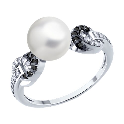 Кольцо SOKOLOV - Серебро 925, Жемчуг синтетический, Фианит (арт. 94014415)
