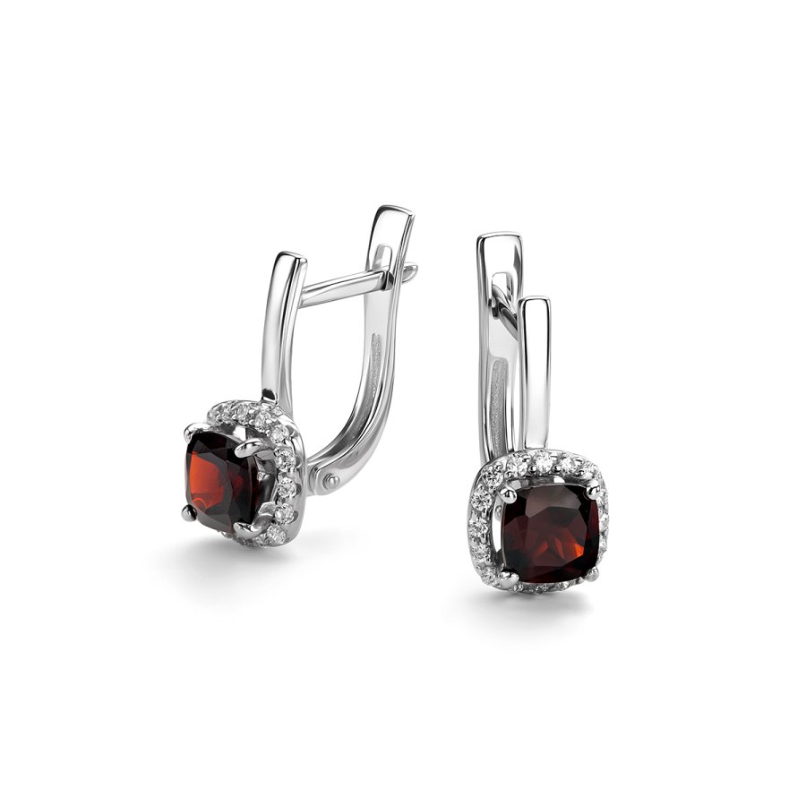 Серьги Дар - Серебро 925, Гранат, Фианит (арт. С-5159рс40400)