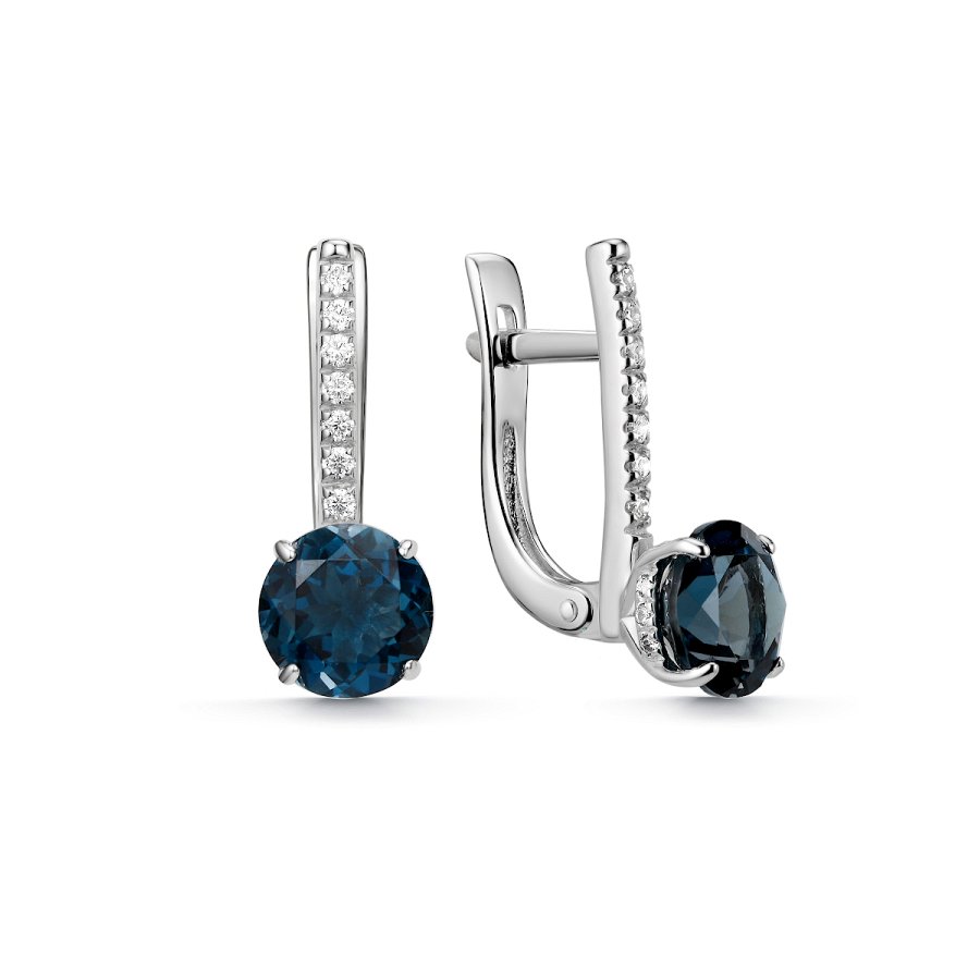 Серьги Дар - Серебро 925, Топаз лондон, Фианит (арт. С-5194рс41100)