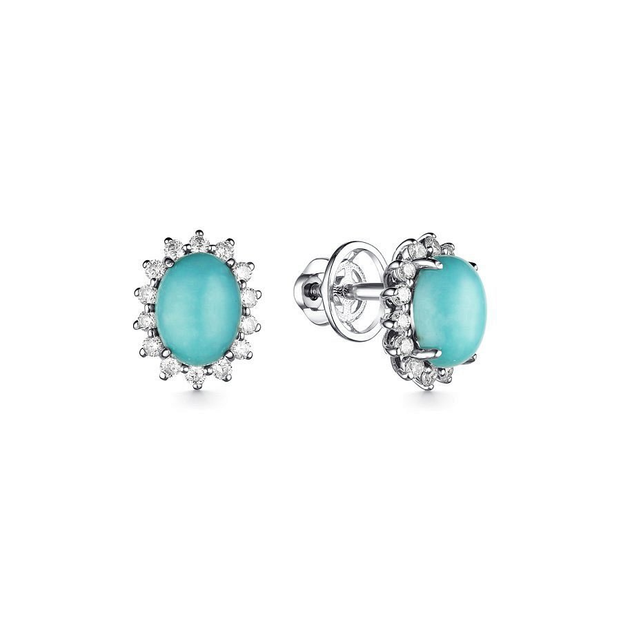 Серьги Дар - Серебро 925, Бирюза, Фианит (арт. С-3728рк43800)