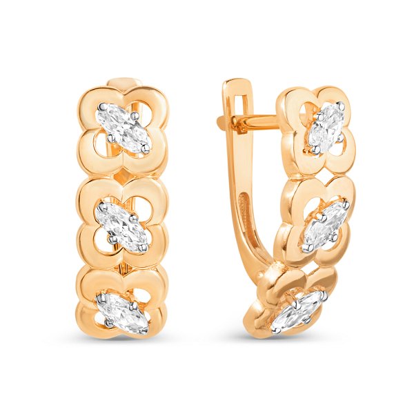 Серьги ЮФ Династия - Золото 375, Фианит (арт. 022992-5102)