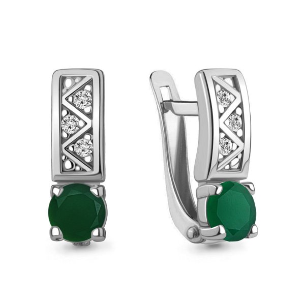 Серьги Аквамарин - Серебро 925, Агат, Фианит (арт. 4796909А.5)