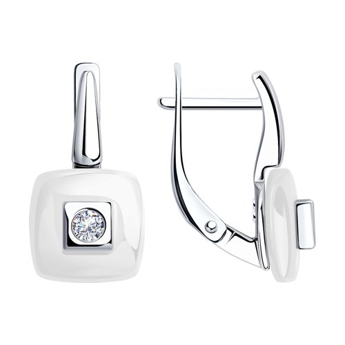 Серьги Diamant - Серебро 925, Керамика, Фианит (арт. 94-120-01278-2)