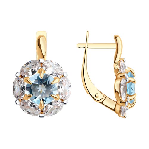 Серьги Diamant - Золото 585, Топаз, Фианит (арт. 51-320-02100-1)