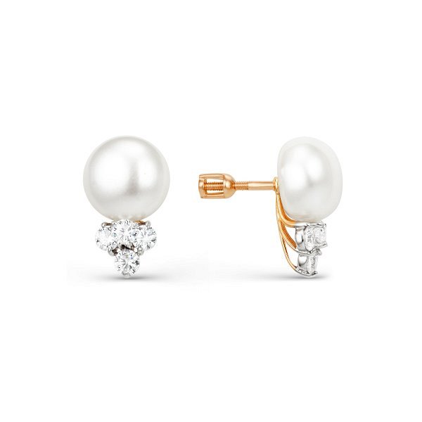 Серьги ЮК Гранат - Золото 585, Жемчуг культивированный (арт. 9180806)