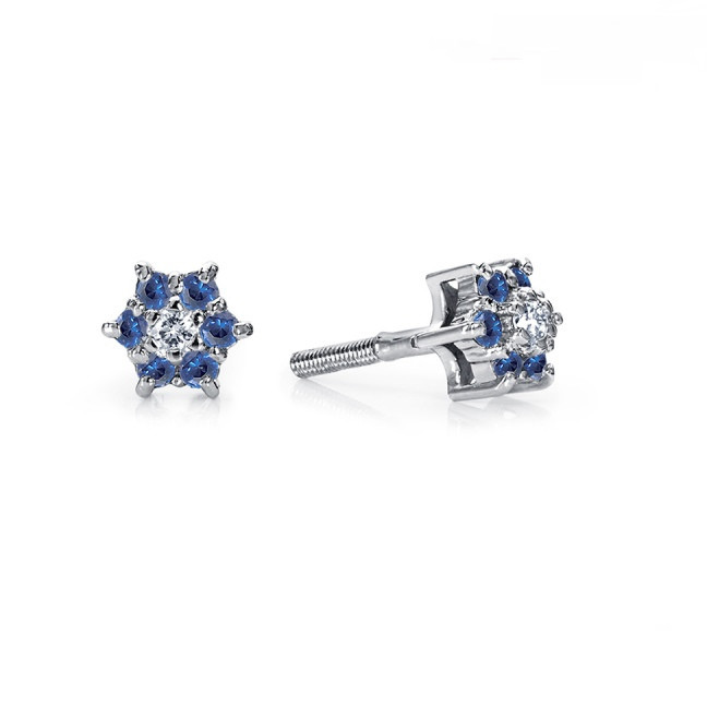 Серьги Platinum Lab. - Платина 950, Сапфир, Бриллиант (арт. ПС-205С-01)