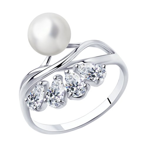 Кольцо Diamant - Серебро 925, Жемчуг культивированный, Фианит (арт. 94-110-00467-1)