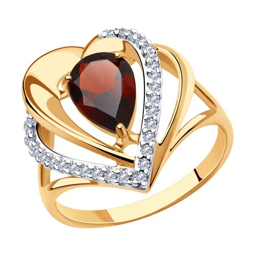 Кольцо SOKOLOV - Серебро 925, Гранат, Фианит (арт. 93-310-00545-1)