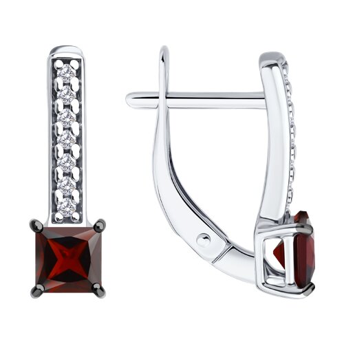 Серьги SOKOLOV - Серебро 925, Гранат, Фианит (арт. 92023172)