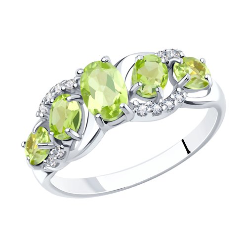 Кольцо SOKOLOV - Серебро 925, Фианит, Хризолит (арт. 92011010)