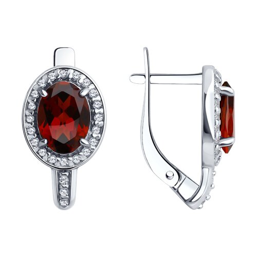 Серьги SOKOLOV - Серебро 925, Гранат, Фианит (арт. 92022750)