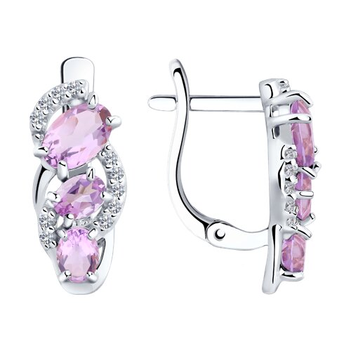 Серьги SOKOLOV - Серебро 925, Аметист, Фианит (арт. 92021142)