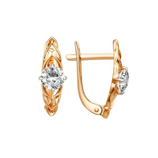 Серьги ЮФ Династия - Золото 585, Фианит (арт. 013852-1102)