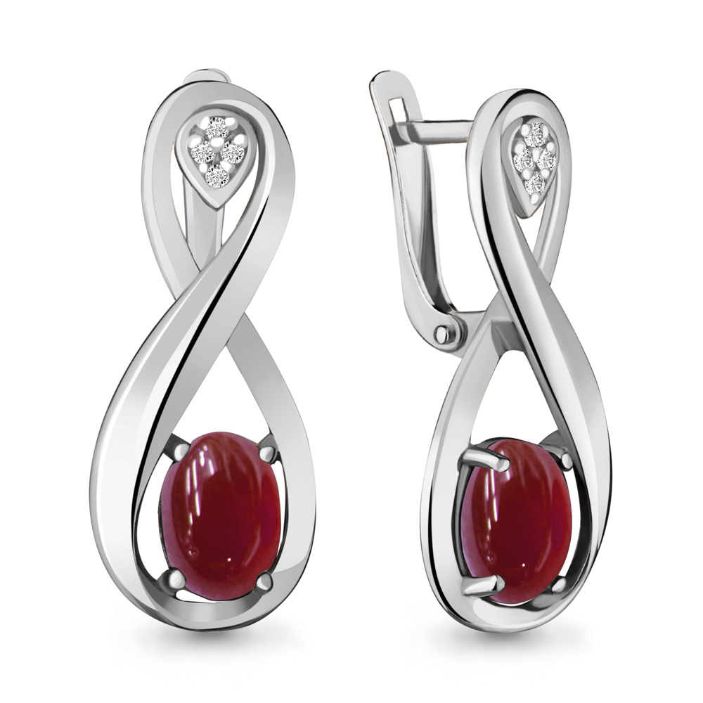Серьги Аквамарин - Серебро 925, Гранат, Фианит (арт. 4477003.5)