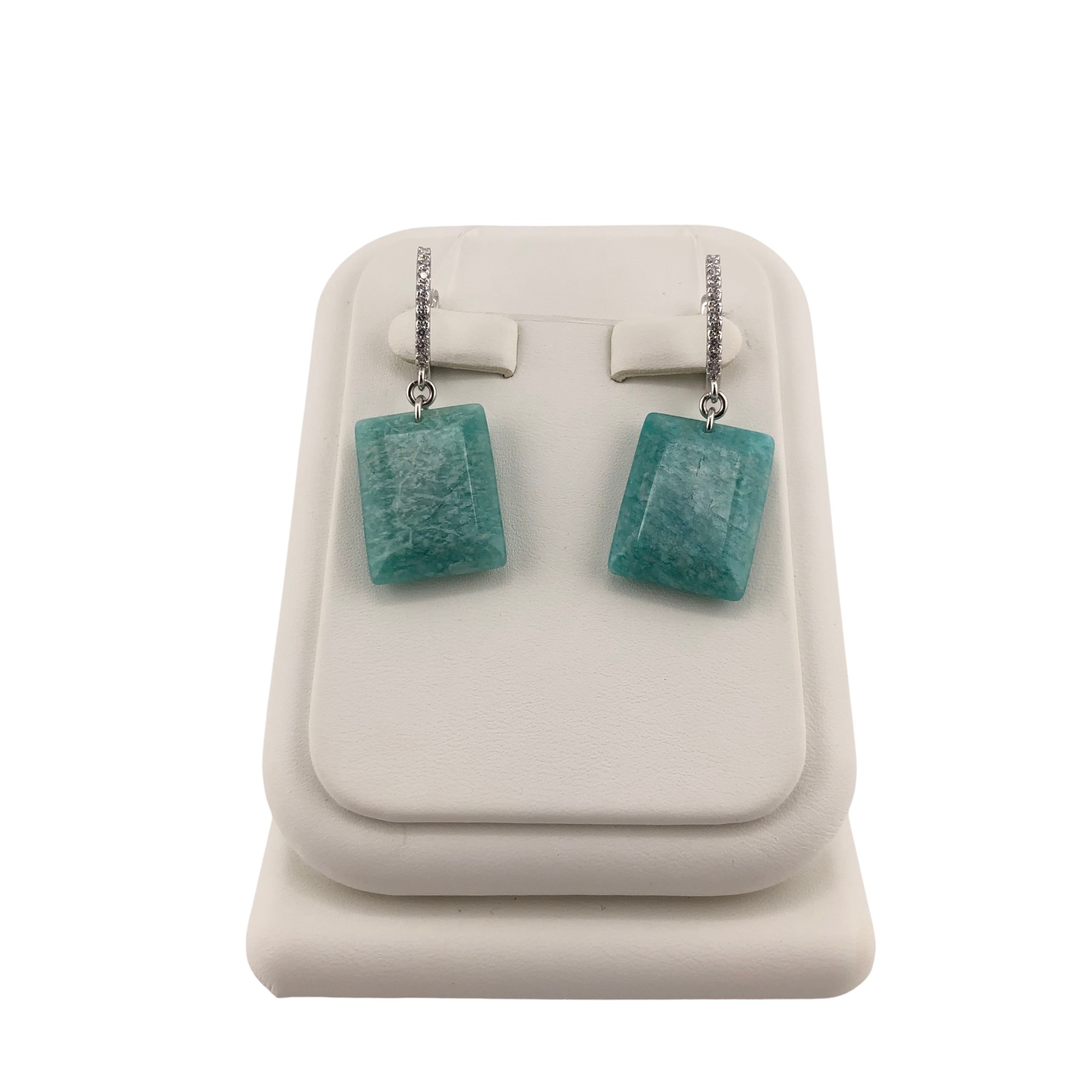 Серьги Кабаровских - Серебро 925, Амазонит, Фианит (арт. 12-7042-20100)