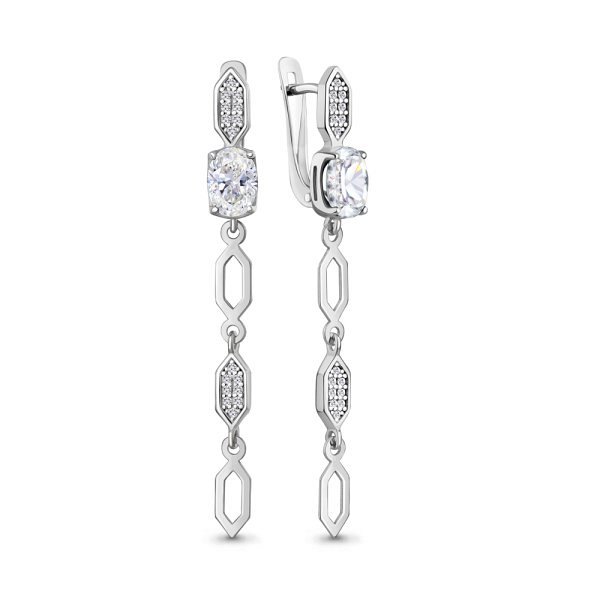 Серьги Аквамарин - Серебро 925, Фианит (арт. 400888А.5)