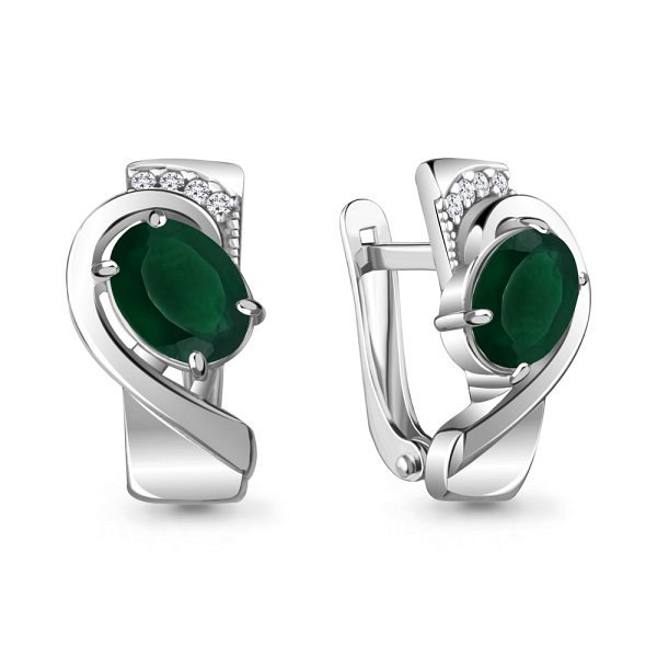 Серьги Аквамарин - Серебро 925, Агат, Фианит (арт. 4741409А.5)