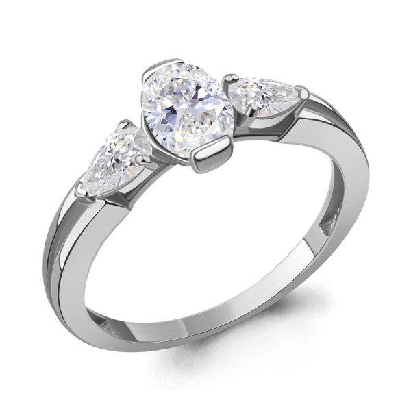 Кольцо Аквамарин - Серебро 925, Фианит (арт. 650219.5)