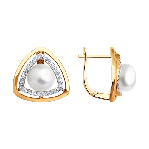 Серьги SOKOLOV - Золото 585, Жемчуг культивированный, Фианит (арт. 792478)