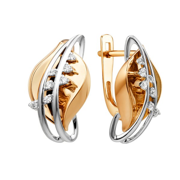 Серьги ЮФ Династия - Золото 585, Фианит (арт. 018012-1102)