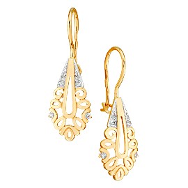 Серьги Мастер - Золото 585, Фианит (арт. 15401)