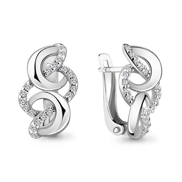 Серьги Аквамарин - Серебро 925, Фианит (арт. 42237А.5)