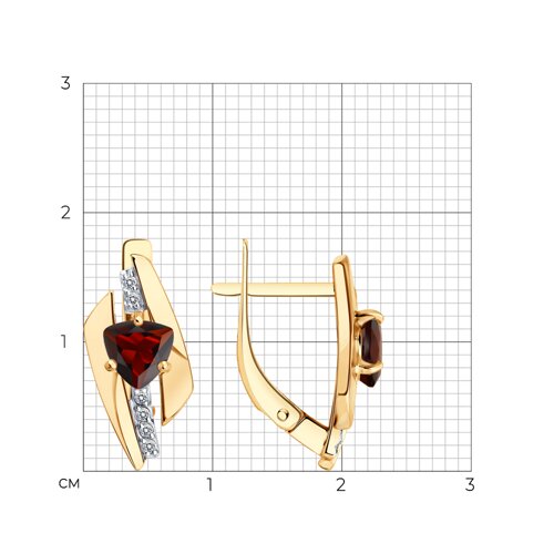 Серьги Diamant - Золото 585, Гранат, Фианит (арт. 51-320-01543-2)