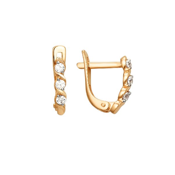 Серьги ЮФ Династия - Золото 585, Фианит (арт. 000552-1102)