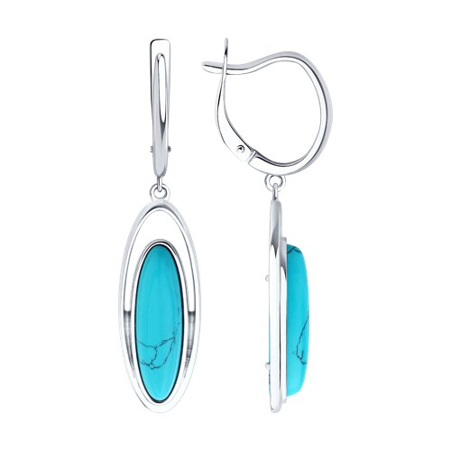 Серьги Diamant - Серебро 925, Бирюза синтетическая , Синтетическая бирюза (арт. 94-321-02375-1)