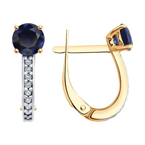 Серьги SOKOLOV - Серебро 925, Синтетический сапфир , Фианит (арт. 88020079)