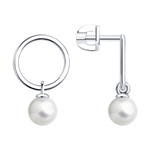Серьги Diamant - Серебро 925, Жемчуг имитация (арт. 94-122-02350-1)