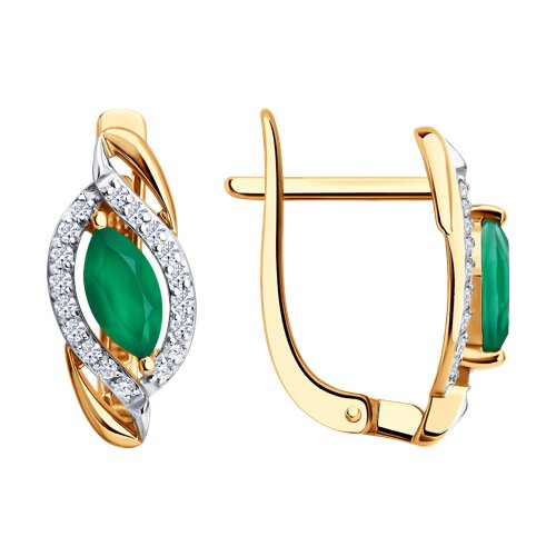 Серьги SOKOLOV - Золото 585, Агат, Фианит (арт. 729316)