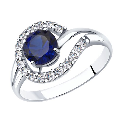 Кольцо SOKOLOV - Серебро 925, Синтетический сапфир , Фианит (арт. 88010063)